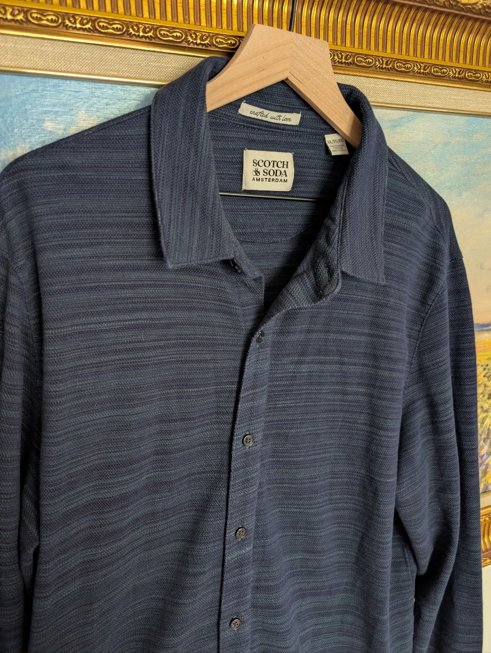 Scotch & Soda Textured Navy Long-Sleeve Shirt
